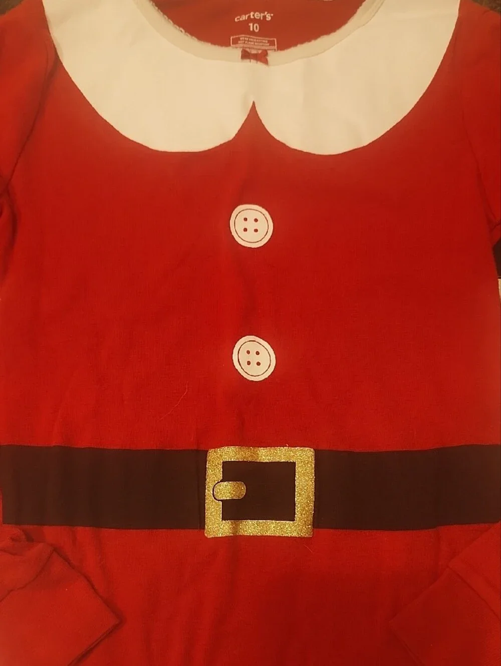 Carter's Red Long-Sleeve Santa Belt Top with White Collar